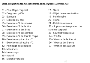 Liste des fiches de sophrologie