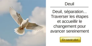 Colombe en vol, représentant le deuil, la séparation et le processus d'acceptation du changement pour avancer