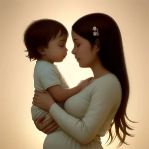Maman avec son bébé dans les bras, symbolisant l'accompagnement post-partum et la récupération après la grossesse